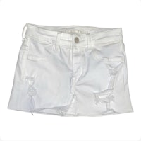 a white denim short on a white background